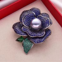 XSB290 - Elegant Pearl Camellia Flower Brooch